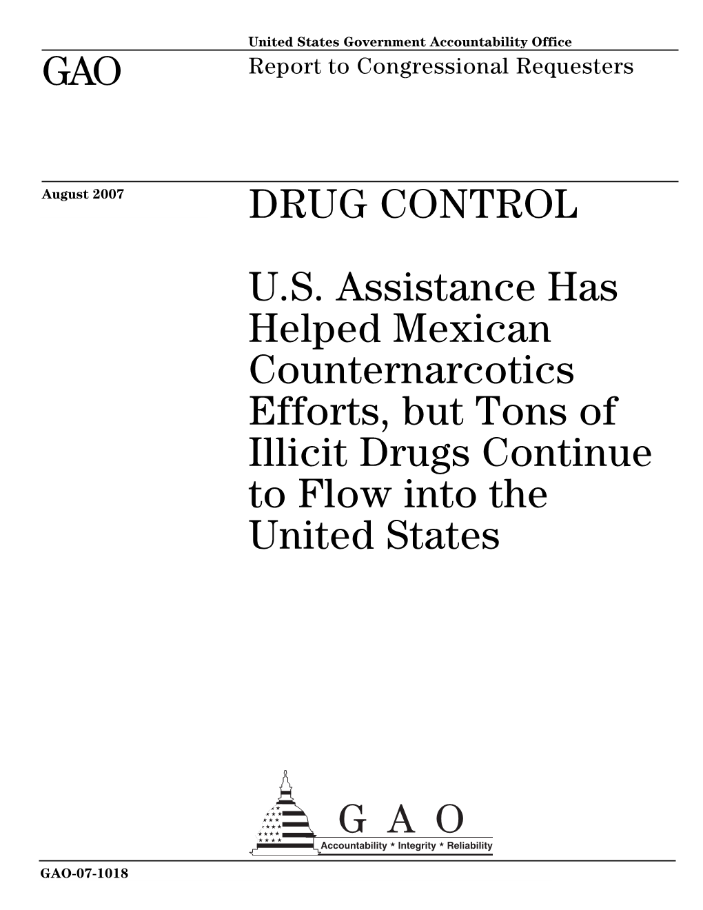 GAO-07-1018 Drug Control