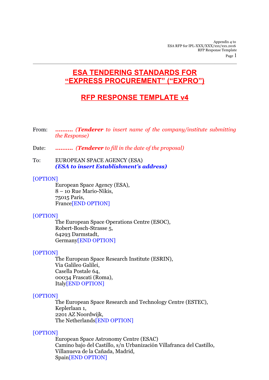 Appendix 4 to ITT Simplified Tendering: Proposal Template Incl. Annex 1