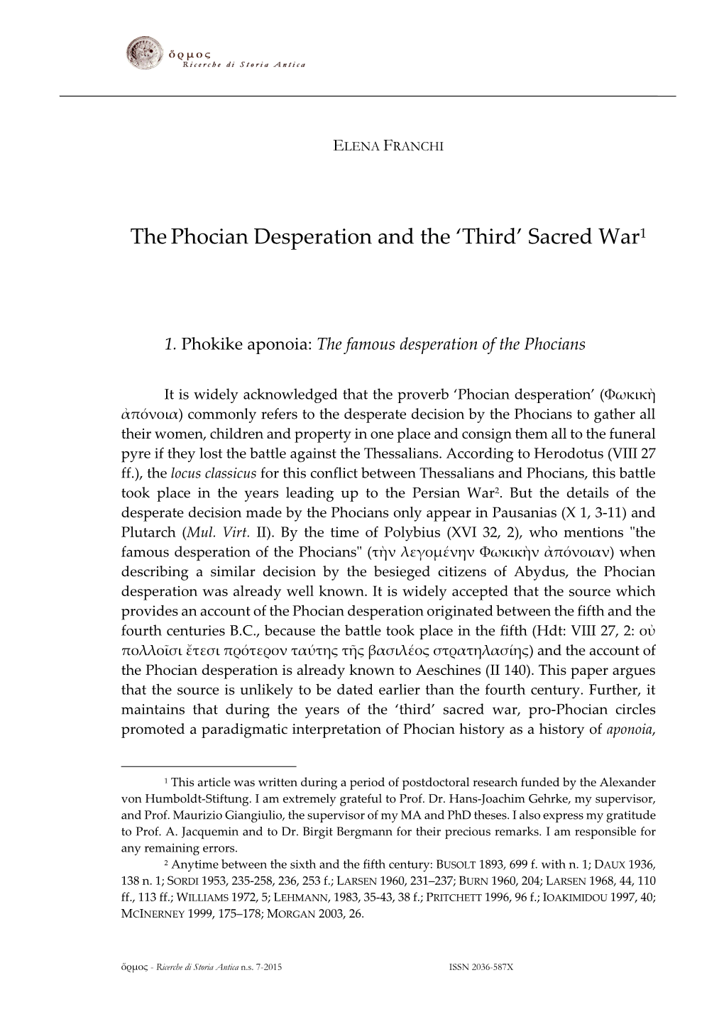 Thephocian Desperation and the 'Third' Sacred