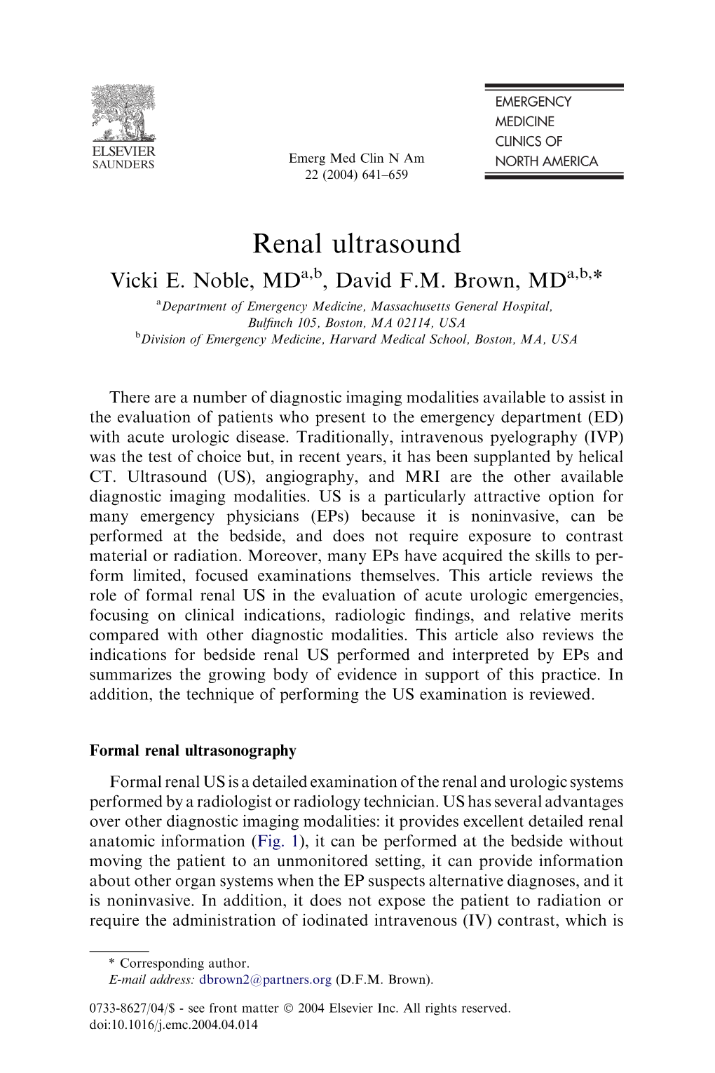 Renal Ultrasound Vicki E