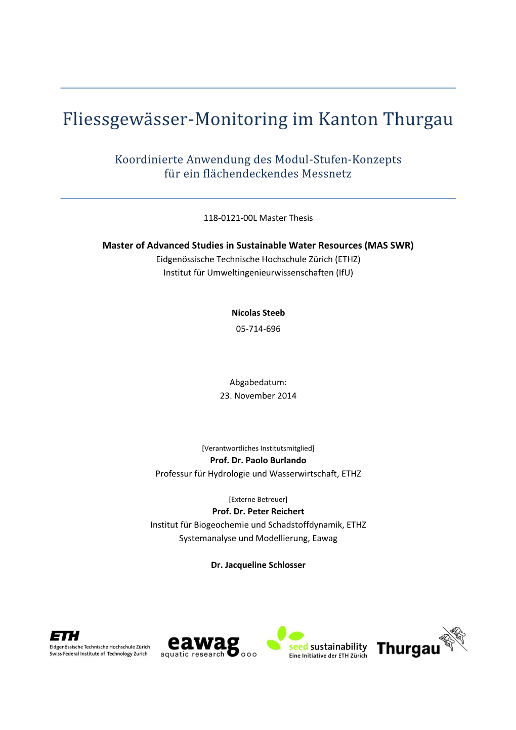 Fliessgewässer-Monitoring Im Kanton Thurgau