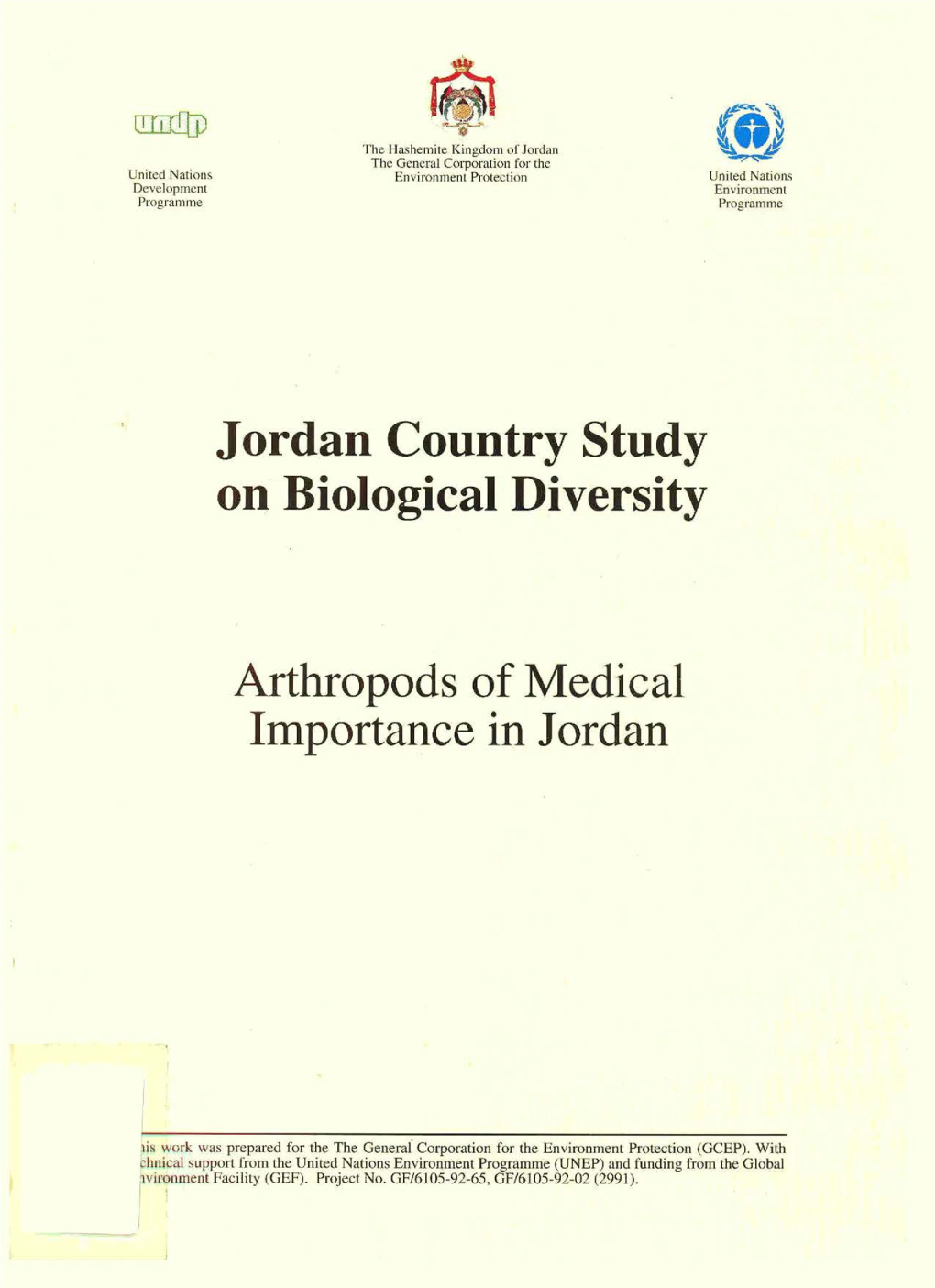 Jordan Country Study on Biological Diversity Arthropods of Medical