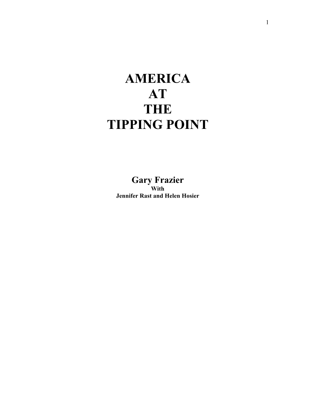 America at the Tipping Point