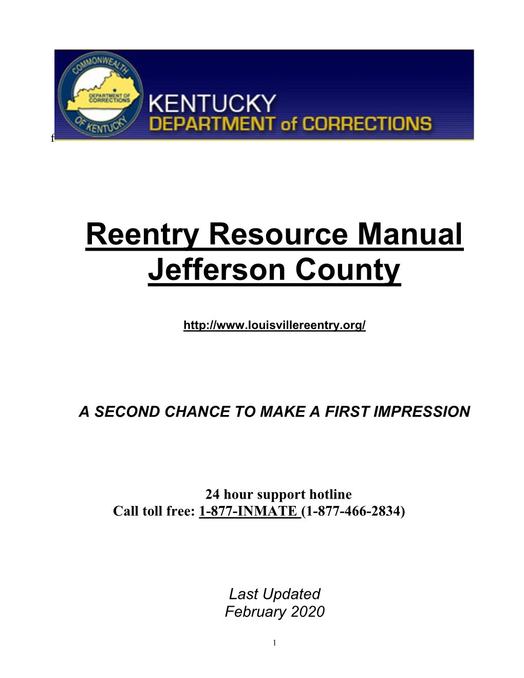 Reentry Resource Manual Jefferson County