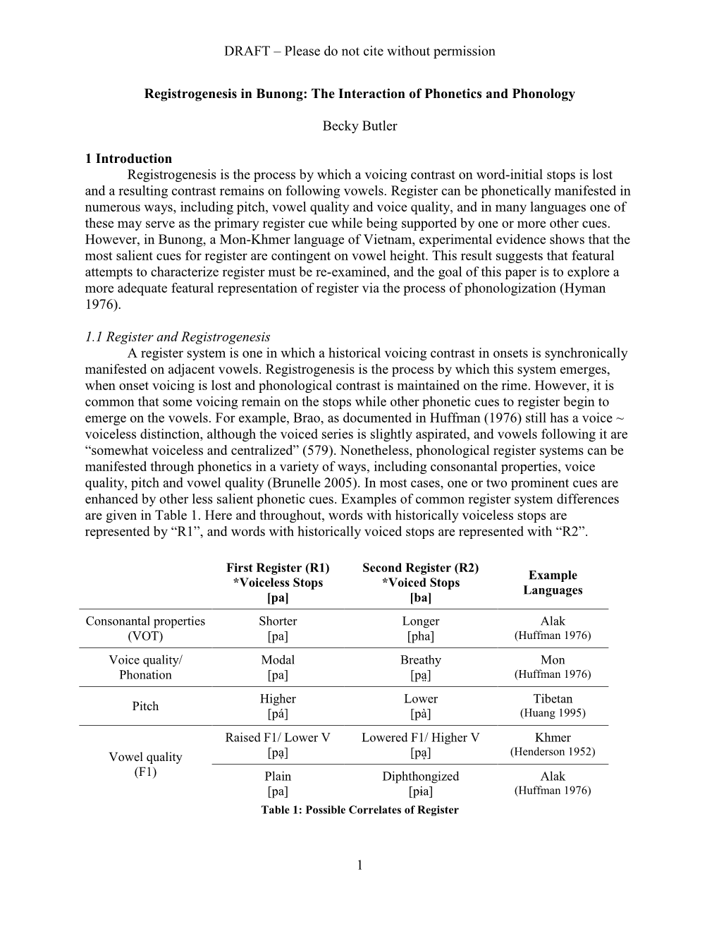 Outline for Register Paper