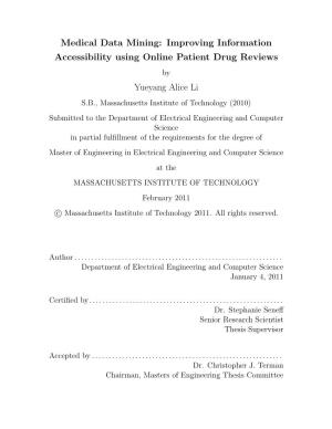 Improving Information Accessibility Using Online Patient Drug Reviews