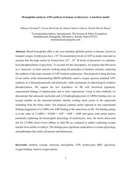 1 Hemoglobin Catalyzes ATP-Synthesis in Human