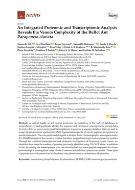 An Integrated Proteomic and Transcriptomic Analysis Reveals the Venom Complexity of the Bullet Ant Paraponera Clavata