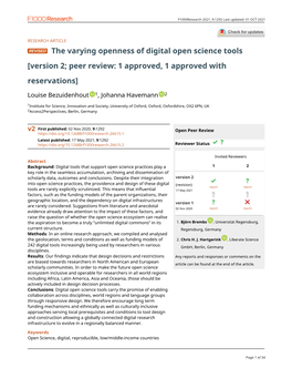 The Varying Openness of Digital Open Science Tools [Version 2; Peer Review: 1 Approved, 1 Approved with Reservations]