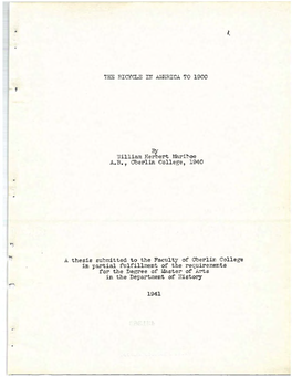 • William Herbert Mariboe A.B. Oberlin College, 1940 a Thesis Submitted to the Faculty of Oberlin College in Partial Fulfillme