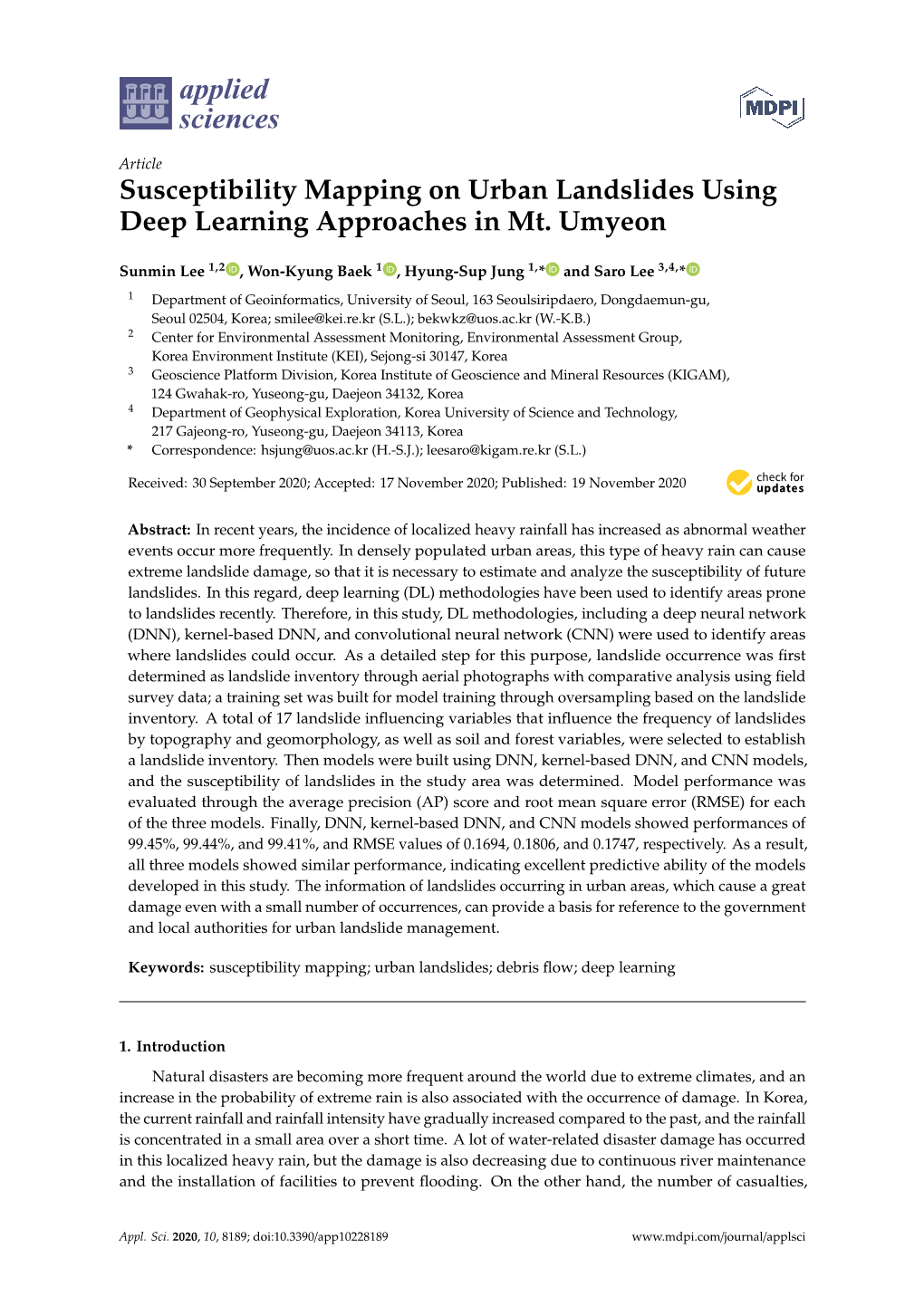 Susceptibility Mapping on Urban Landslides Using Deep Learning Approaches in Mt