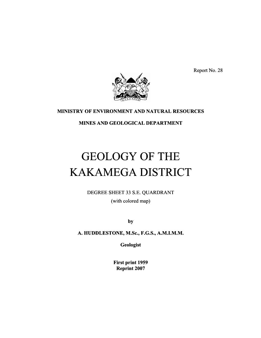 Geology of the Kakamega District