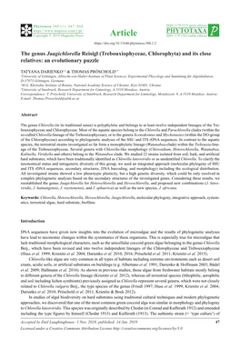 The Genus Jaagichlorella Reisigl (Trebouxiophyceae, Chlorophyta) and Its Close Relatives: an Evolutionary Puzzle