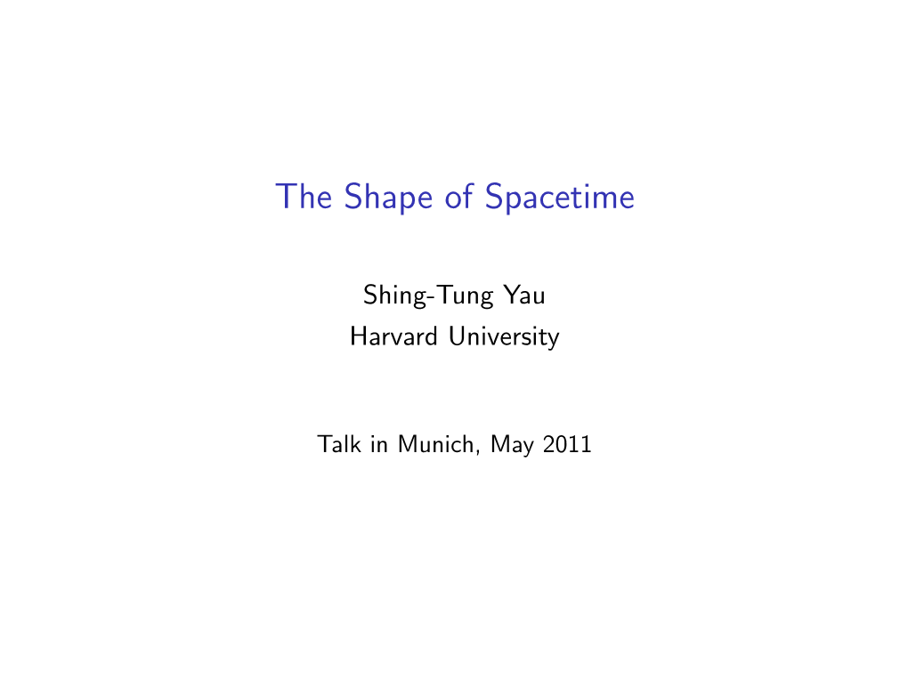 The Shape of Spacetime