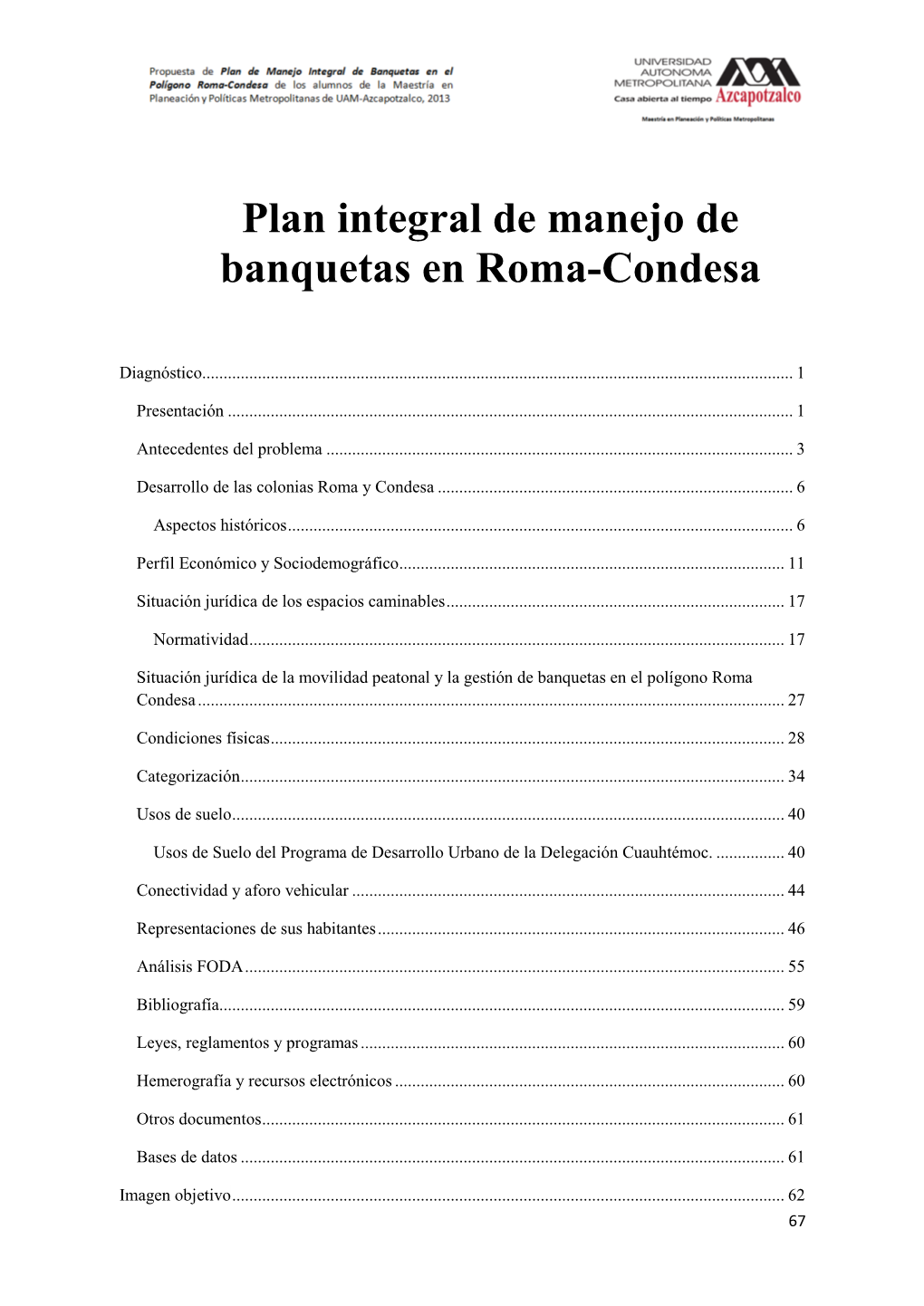 Plan Integral De Manejo De Banquetas En Roma-Condesa