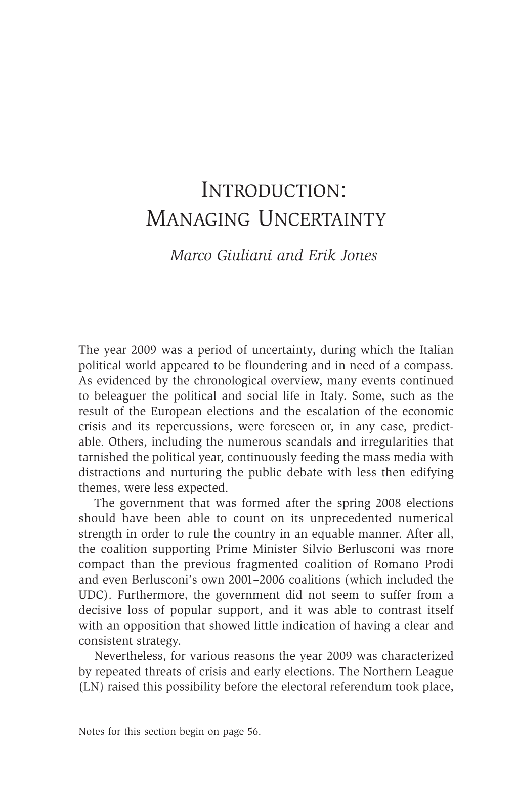 Introduction: Managing Uncertainty 43 As Their Primary Concern