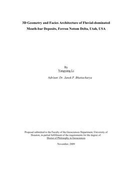 3D Geometry and Facies Architecture of Fluvial-Dominated Mouth-Bar Deposits, Ferron Notom Delta, Utah, USA