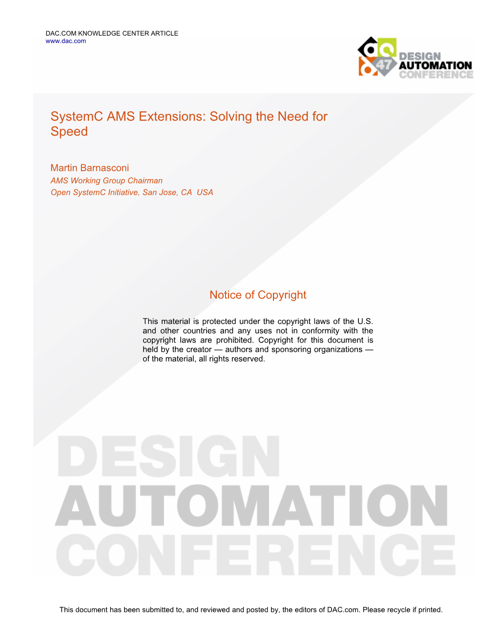 Systemc AMS Extensions: Solving the Need for Speed