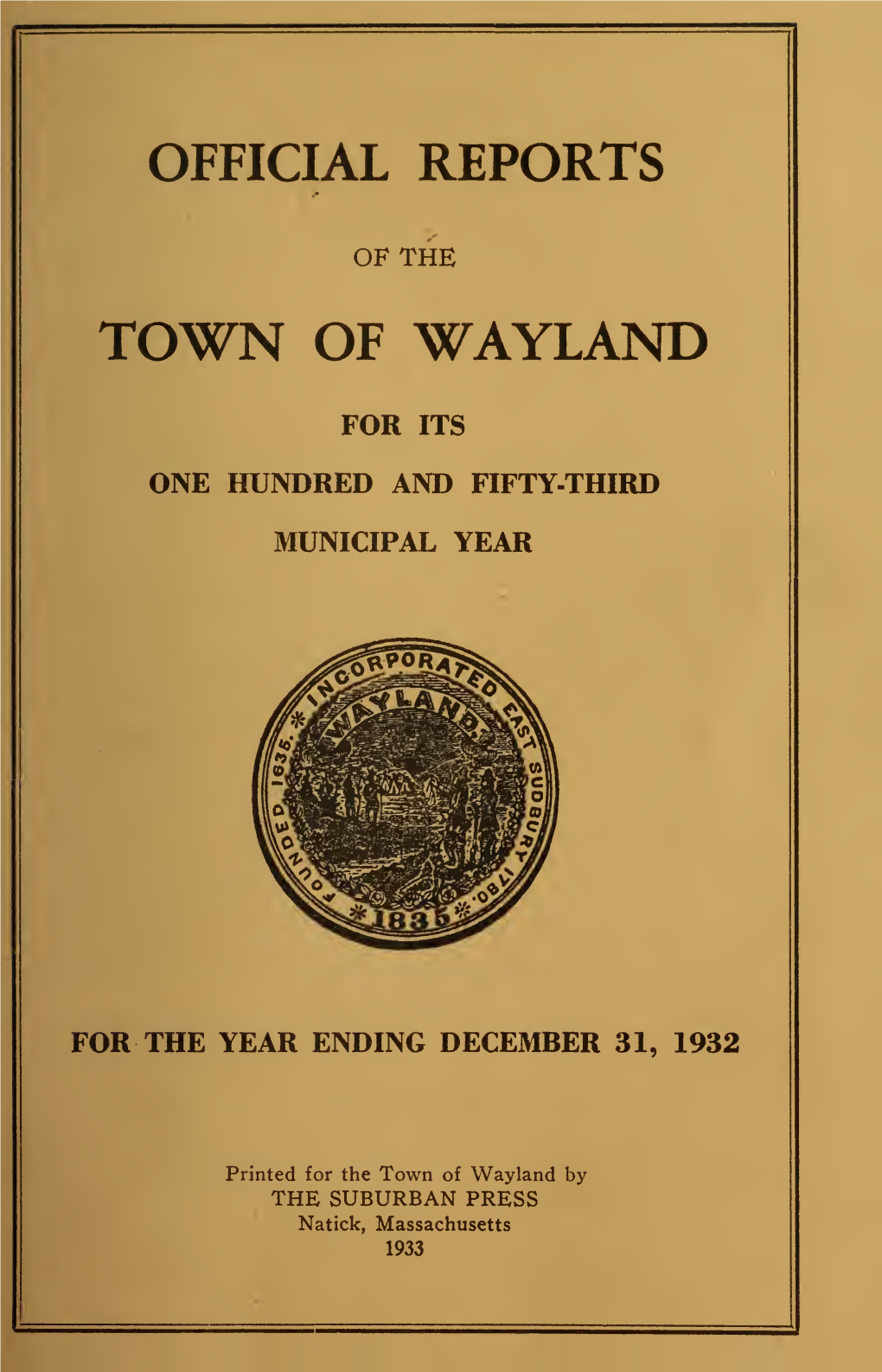 Official Reports of the Town of Wayland