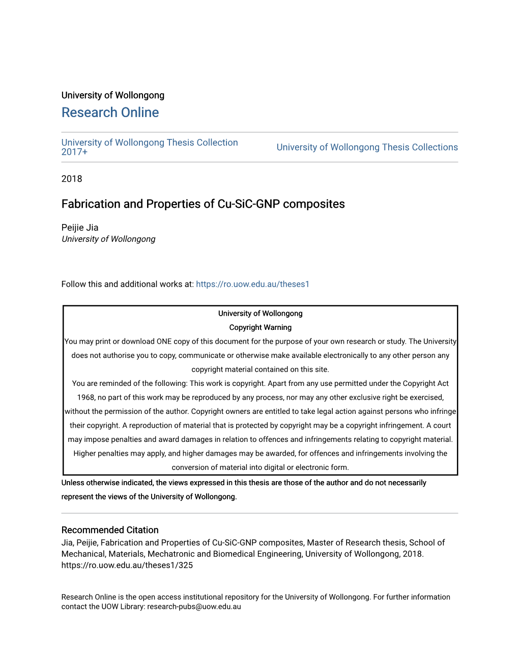 Fabrication and Properties of Cu-Sic-GNP Composites