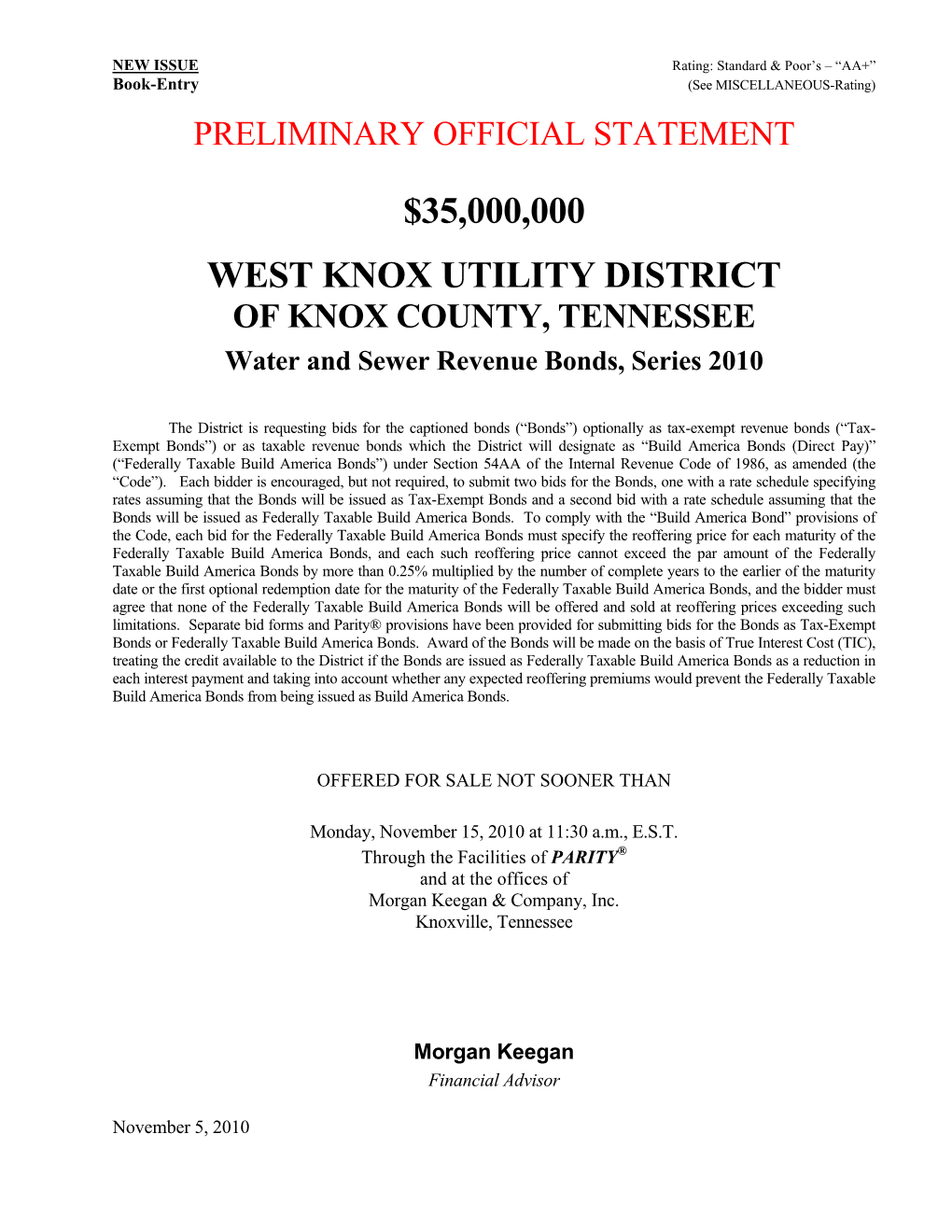 35000000 West Knox Utility District