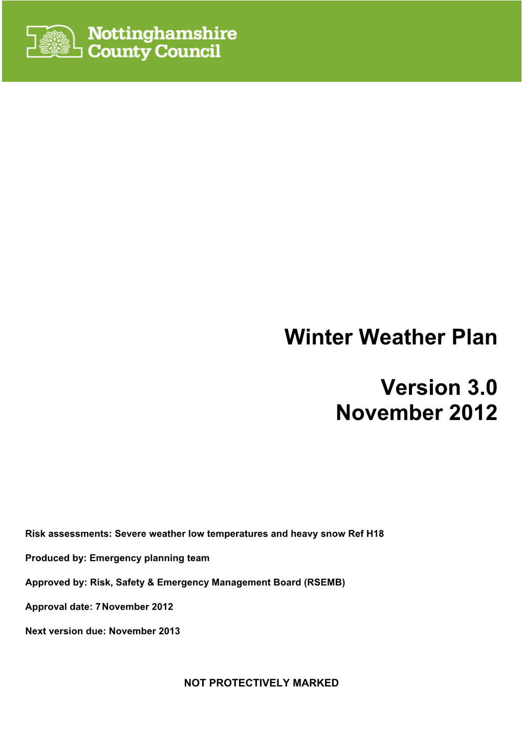 NCC Winter Weather Plan November 2012