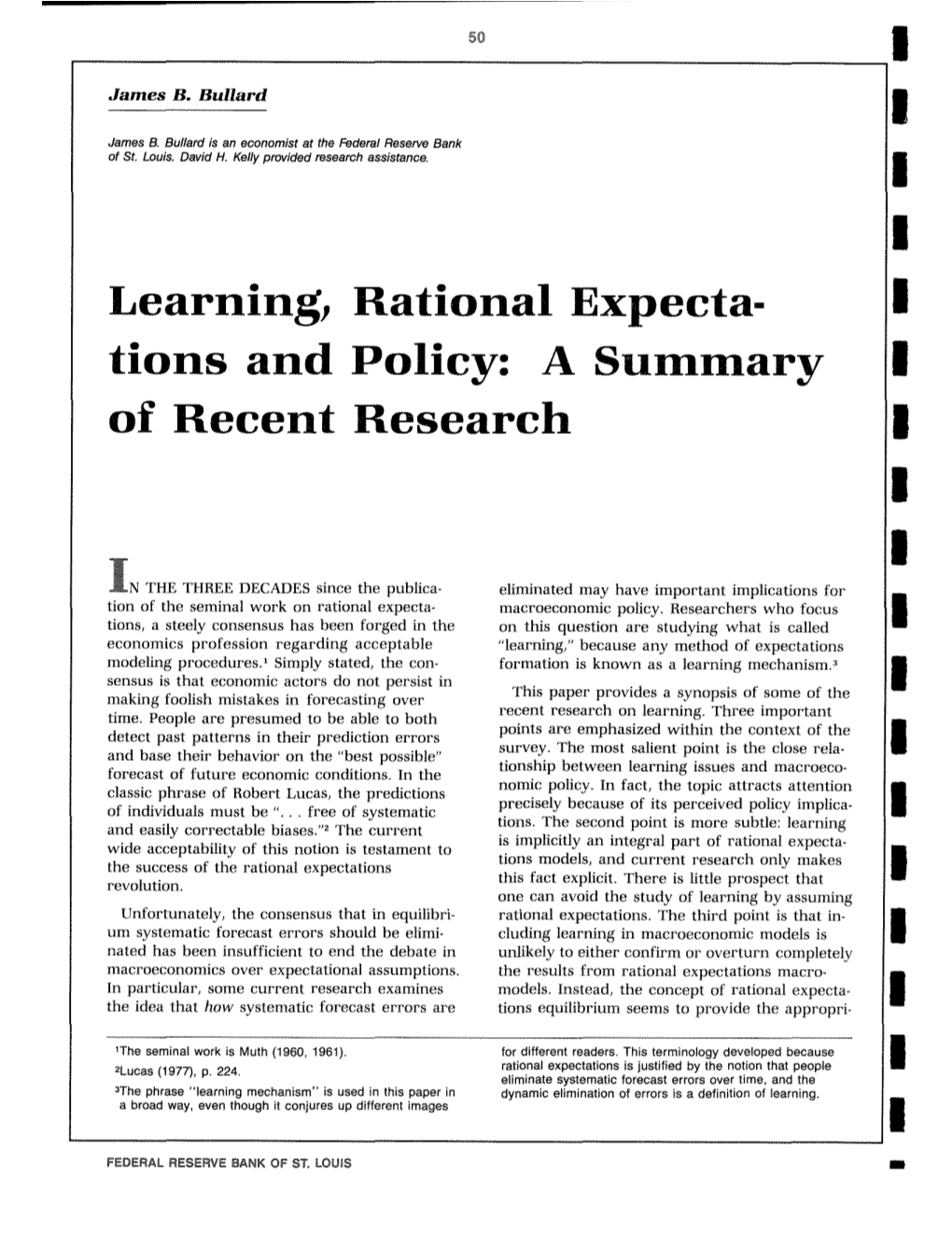 Learning, Rational Expectations and Policy