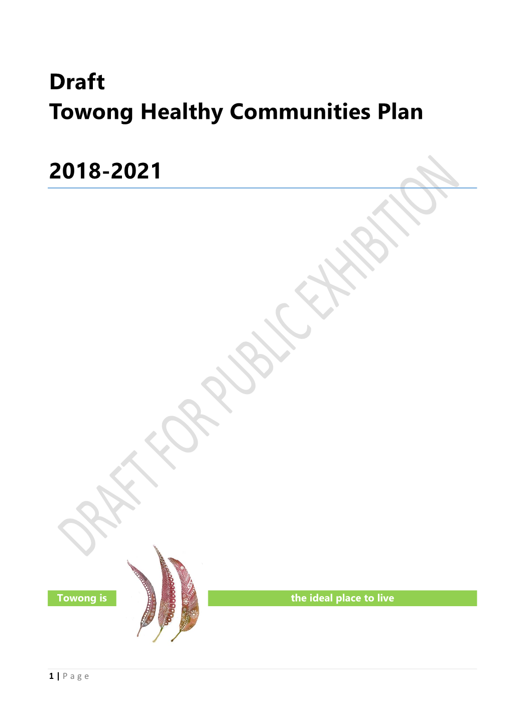Draft Towong Healthy Communities Plan 2018-2021