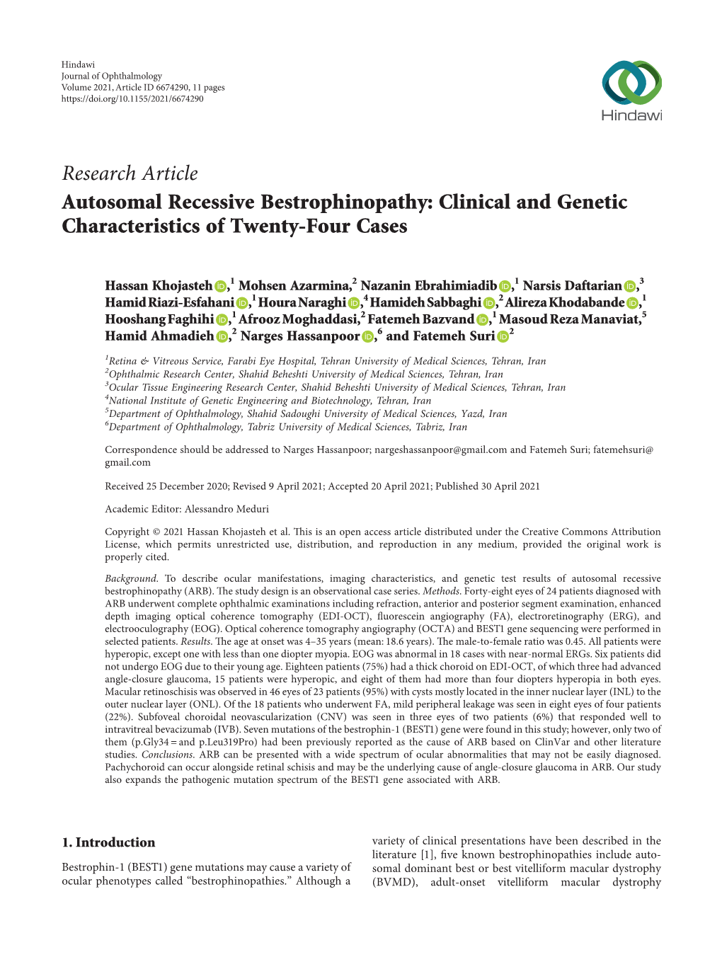 Autosomal Recessive Bestrophinopathy: Clinical and Genetic Characteristics of Twenty-Four Cases