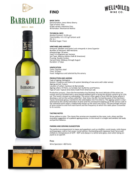 Fino Grape Variety: Palomino Fino Winemaker: Montserrat Molina