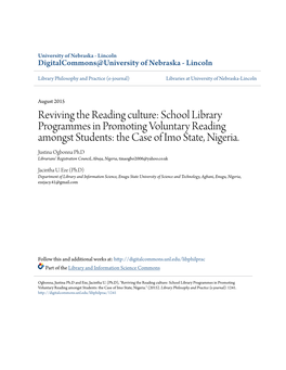 School Library Programmes in Promoting Voluntary Reading Amongst Students: the Case of Imo State, Nigeria