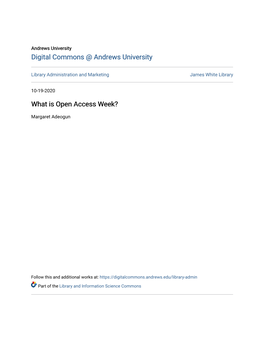 What Is Open Access Week?