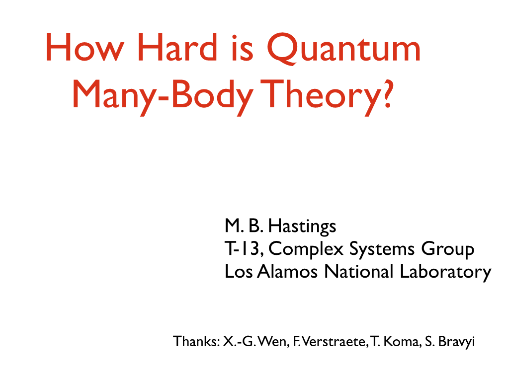 How Hard Is Quantum Many-Body Theory?