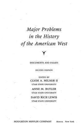 Major Problems in the History of the American West Y