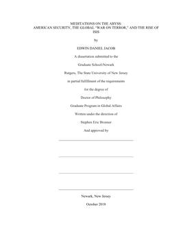 “WAR on TERROR,” and the RISE of ISIS by EDWIN DANIEL JACOB a Disser