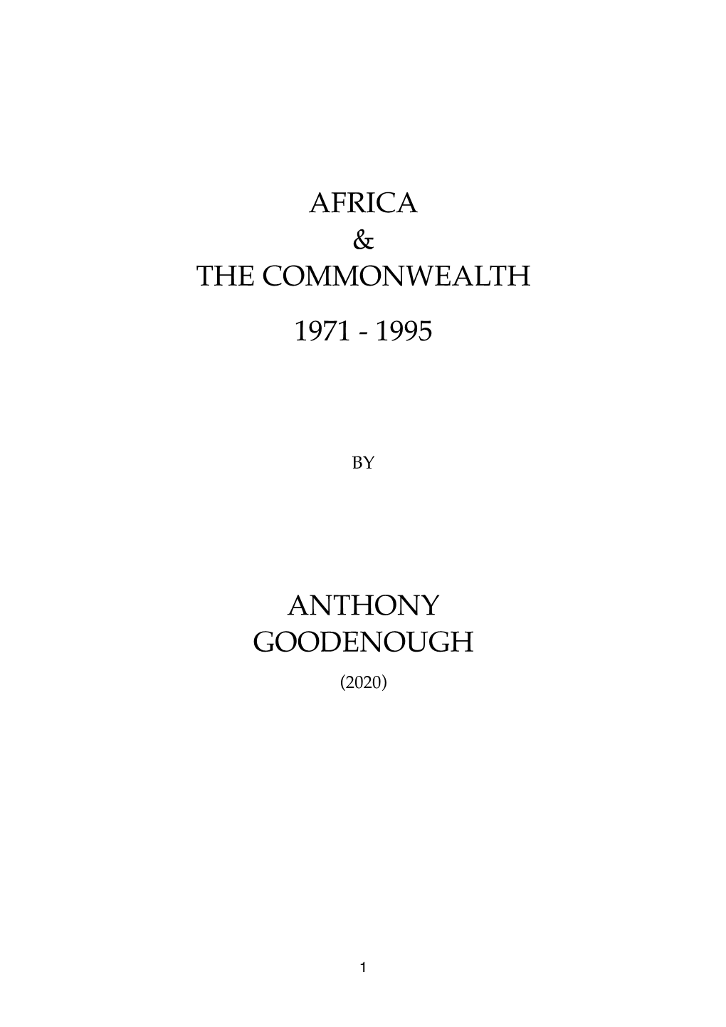 Africa & the Commonwealth 1971