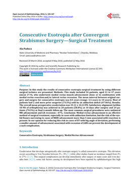 Consecutive Exotropia After Convergent Strabismus Surgery—Surgical Treatment