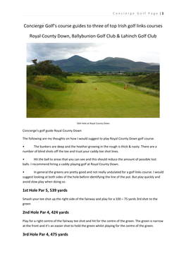 Concierge Golf's Course Guides to Three of Top Irish Golf Links Courses Royal County Down, Ballybunion Golf Club & Lahinch