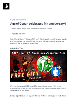 Age of Conan Celebrates 9Th Anniversary!