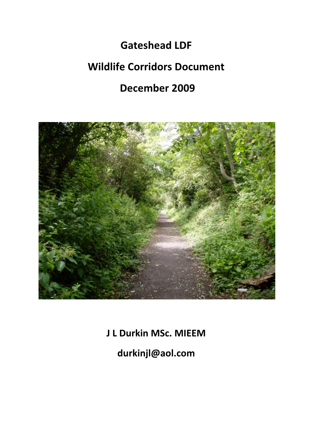 Gateshead LDF Wildlife Corridors Document December 2009