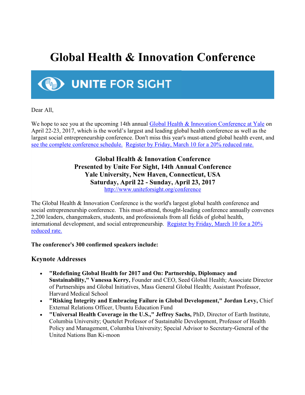 Global Health & Innovation Conference