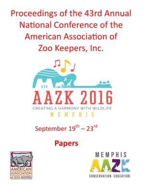 Proceedings of the 43Rd Annual National Conference of the American Association of Zoo Keepers, Inc