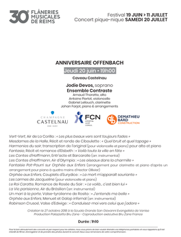 ANNIVERSAIRE OFFENBACH Jeudi 20 Juin • 19H00