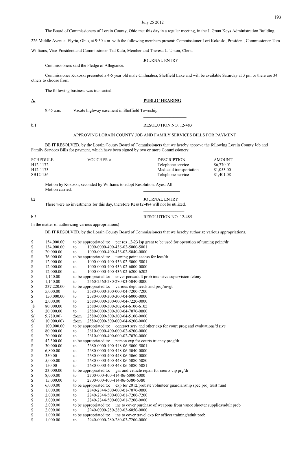 The Board of Commissioners of Lorain County, Ohio Met This Day in a Regular Meeting, In s21