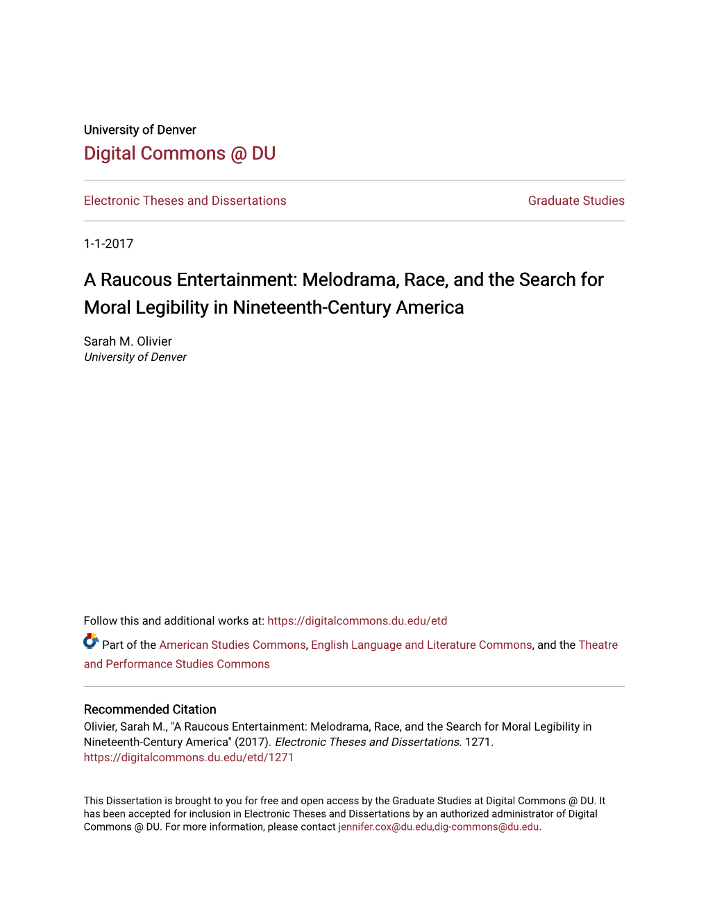 Melodrama, Race, and the Search for Moral Legibility in Nineteenth-Century America