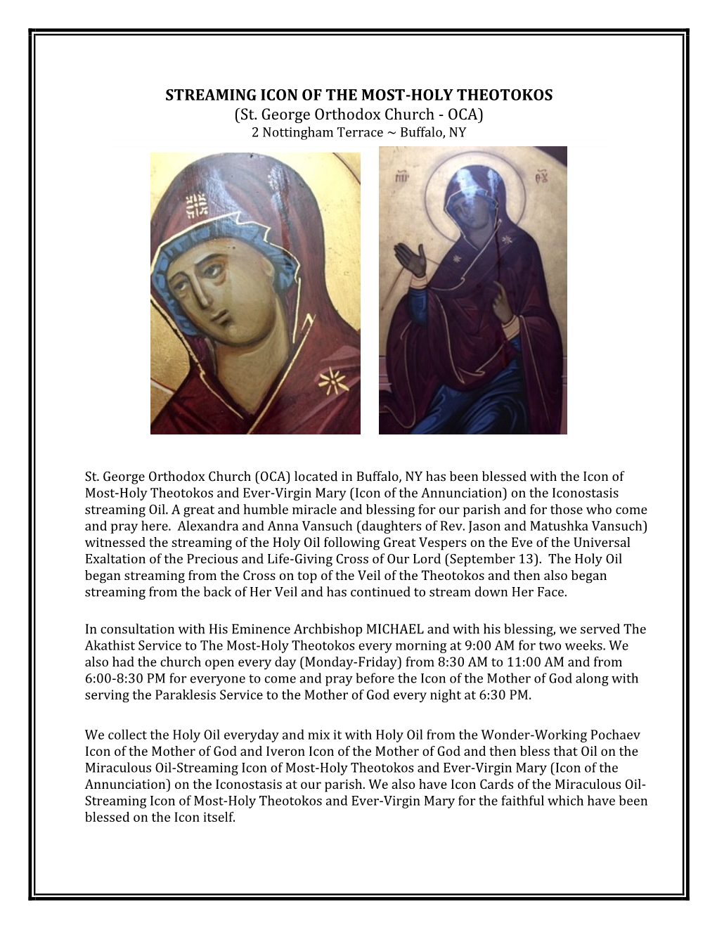 STREAMING ICON of the MOST-HOLY THEOTOKOS (St