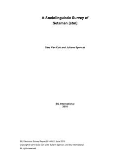 A Sociolinguistic Survey of Setaman [Stm]