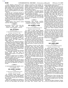 CONGRESSIONAL RECORD— Extensions of Remarks E160 HON