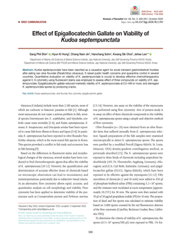 Effect of Epigallocatechin Gallate on Viability of Kudoa Septempunctata