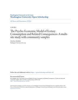 The Psycho-Economic Model of Ecstasy Consumption and Related Consequences